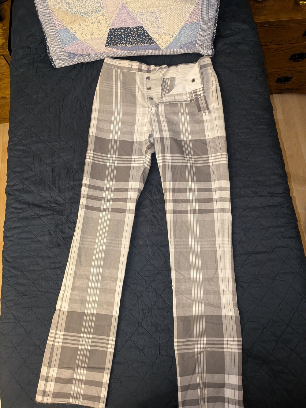 Thom Browne Men's Grey Plaid Madras Trousers size 1 NWT